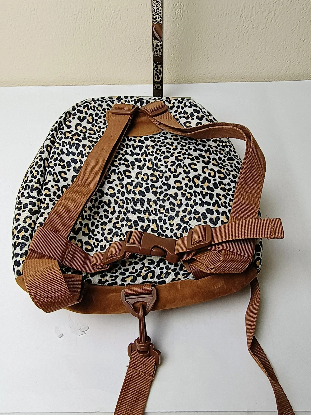 Little Me Leopard Print Mini Backpack with Brown Accents